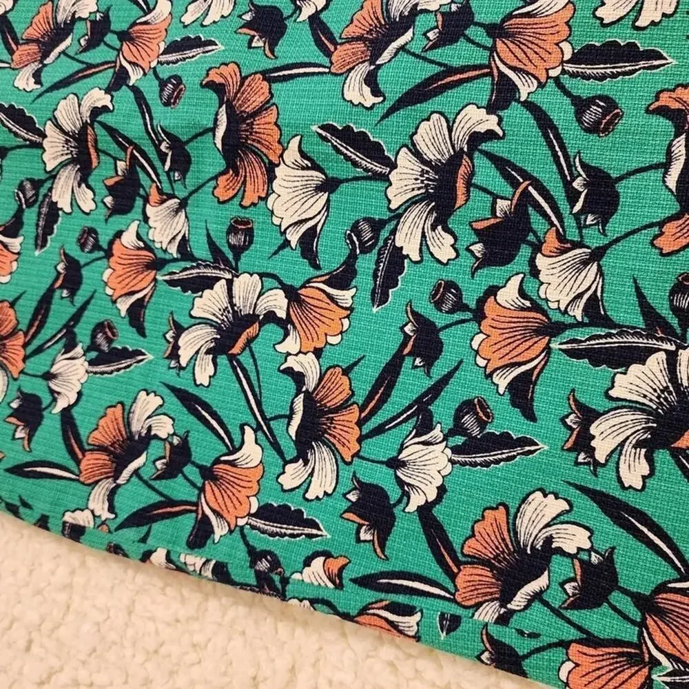 J. CREW green and orange floral‎ pencil shirt size 0